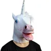 Einhorn Maske Vollgesichts Halloween Pferd Einhorn Maske Neuheit Gruseliger Kopf Latex Braun Kostüm Theater Prop Gruselige Party Maske Y200103