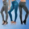 Frühling Herbst Mode Leggings Jeans Denim Design Damen Plus Size Schwarz / Grau / Blau / Skinny Bleistifthose Mid Casual Light 201106
