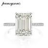 Pansysen 100% 925 Sterling Silver Emerald Cut Create Diamond Trouwringen voor Dames Luxe Voorstel Verlovingsring 220216