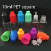 10ml PET Empty Plastic Needle Bottle Square Oil juice liquid Dropper Bottles Jar Container With Childproof Cap