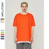 Enflasyon Şeker Renk Pamuklu Büyük Boy Hip Hop T-Shirts Elbise Tee Katı Gevşek Uygun Temel Tee Unisex Çift 8193S