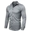 灰色の弾性竹繊維シャツ男性の真新しい長袖メンズのドレスシャツの非アイアンイージーケアビジネスワークキシェンズHomme XXL C1222