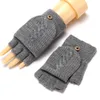 Femmes demi-doigt hiver chaud épaissir gants filles tricoté Flip sans doigts gants exposés mitaines en plein air