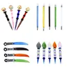 Autres accessoires de fumeur Verre coloré Dabber Rose Stick Stick Stack Dab Outils Outils Cire Tool Casquette Pour Quartz Banger Papa Dad Plates Bong