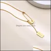 Pendant Necklaces & Pendants Jewelry Long Necklace For Women Stainless Steel Lettering Love Square Paper Clip Pin Gold Female Personality Ch