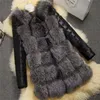 Women's Fur & Faux 2021 Fashion Women Winter Medium Long Artifical Vests Warm Coats Sliver Vest