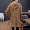 Man Cardigan Knitting Sweater Coats Fashion Trend Långärmad Hooded Mid-Length Ytterkläder Designer Spring Male Casual Slim stickad tröja