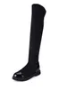 Bottes hautes pour femmes automne hiver tissu extensible cuissardes pour femme chaussures d'hiver noires dames longue botte chaussures à talons