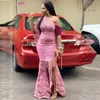 Aso Ebi 2022 Lace Trumpet Prom Dresses Side Split Tassels One Shoulder Mermaid Evening Dress Illusion African Women Party robe de 2761