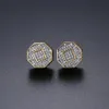 Pendientes de tuerca de Hip Hop con forma de cilindro, pendientes colgantes de circonita blanca brillante, joyería geométrica Vintage chapada en oro Whole7847249