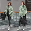 Stand Collar Parka Winter Jacket For Women Casual Coat Kvinna Kort ner Parkas Glossy Waterproof Winter Coat Jacket Mujer 201125