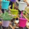 10 X Garden Metal Flower Pots Wall Hanging Bucket Herb Planter för balkongväxter Krukor som hänger järnblommebehållare Y2007098232470