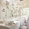 Européen Grand Cristal Cristal Clair Acrylique Chandelier De Mariage Décoration Maison Marchandises Table Debout Thé Lumière Pilier Ensemble sunyu0562