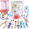 Giochi di finzione in legno per bambini Giochi da dottore Simulazione medica Kit forziere per medicinali Cosplay educativi Giochi per dentisti Regalo per ragazze