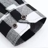 AOLIWEN Brand men spring autumn 45% cotton black and white plaid shirt trendy casual healthy breathable long sleeve slim shirts 220222