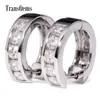 Transgems 1 TCW Carat مختبر نمت أقراط مويسانيت الماس هوب في الصلبة 14 كيلو أبيض الذهب للنساء عيد ميلاد الاشتباك الزفاف Y200620