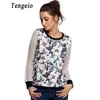 Women's Hoodies & Sweatshirts Wholesale- Tengeio Autumn Plus Size Hoodie Sweatshirt Women Mesh Long Sleeve Moletom Feminino Floral Print Pol