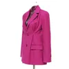 DEAT Femmes Rose Rouge Plissé Split Tempérament Blazer Nouveau Revers À Manches Longues Coupe Ample Veste Mode Printemps Automne 1S5570 201114