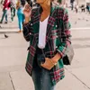 Sollinarry Klasyczny kratę Chic Jesień Blazer Jacket Kobiety Streetwear Tweed Długie Rękawy Winter Blazer Płaszcz Kobiet Casual Płaszcze T200319