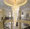 High-end fashion crystal chandelier double staircase chandelier lighting simple villa hotel spiral staircase lamp long pendant lights