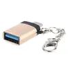 Hubs Metal T Ype C Macho a USB 3.0 Hembra OTG Adaptador Convertidor con cadena para teléfonos móviles Teléfonos inteligentes Tableta U Disco Teclado1