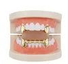 gold teeth Grillz Dental Hip Hop Smooth Grillz Real Plated Vampire Tiger Rappers Body Jewelry Four Colors Golden Sil sqcZLG luckyhat