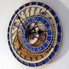 Creative Prague astronomique en bois salon mur quartz décoration de la maison horloge en bois muet Y200407