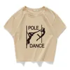 Pole Dance Grafische Grappige Casual Dames Crop Top 100% Katoen Korte T-shirt Dames Camisetas Verano Mujer Kleding Harajuku 220304