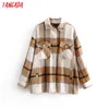 2020 Winter Women green plaid Long Coat Jacket Casual High Quality Warm Overcoat Fashion Long Coats