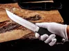 Högkvalitativ ny utomhus man överlevnad rak kniv VG1 San Mai Steel Drop Point Satin Blade Knivar med lädermantel