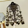 Damenmode Langarmpullover und Strickjacken Offener Stich Leopard Lässige Strickjacken Übergroße Strickjacke Out Coat 201029