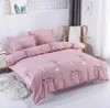 Ensembles de lit Queen Quilt Ruffles Sheet Girl Taie d'oreiller Twin Housse de couette Home Literie Set 4pcs T200706