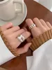 925 Sterling Silver Ring Feminino Indústria Pesada Personalidade Abertura Luzida Luzida Luxo Simples Moda Índice Dedo Jóias