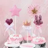 Cakelove 5 pcs / lot rose étoile coeur couronne gâteau d'anniversaire topper cupcake décoration bébé douche enfants fête d'anniversaire faveur de mariage Y200618