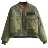 Women's Down & Parkas Winter Poloyester Fiber Quilted Cropped Bomber Jacket Women Autumn Female Army Green Safari Short Coat Woman Top Windb