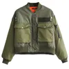 Parkas en duvet pour femmes hiver Poloyester fibre matelassée blouson aviateur femme automne femme armée vert Safari manteau court femme haut Windb