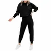 Ensembles pour femmes survêtement décontracté deux pièces ensemble échauffement laineux survêtement à manches longues sweat-shirt pantalon costume pour femmes1