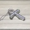 Handgefertigte Halskette mit großem, exquisitem Bibel-Jesus-Kreuz-Anhänger aus 925er-Sterlingsilber für Frauen, Kruzifix-Charm, Pave-Quadrat-Simulationsdiamant-Schmuck