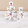 Divertimento Branco Porcelana Ovo Copo Básico Pequeno-almoço Louça de Louça de Café da Café da Café da Crianças Crianças Dos Desenhos Animados Animais Urso Coração Design Rosa Azul