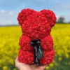 Dropshipping 25cm Teddy Rose Bear Artificial Flower Roses of Bear Christmas Decoration for Home Valentines Day Women Gifts Decorative Flowers Wreaths