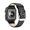 Pour Apple Watch Series 7 6 5 4 3 Bracelet en cuir véritable en Fiber de carbone Bracelet + étui PC