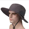 Sombreros de ala ancha de pescador Sombrero de protección solar UV de secado rápido Gorra de visera para el aire libre Causal Viajes Camping Sombrero para el sol Gorra transpirable sólida al aire libre LSK1997