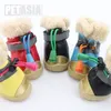 Winter Pet Dog Shoes Light Reflection Strip Waterproof Dogs Boots Warm Rubber Non-Slip for ChiHuaHua Cat Small Big Large PETASIA LJ201130