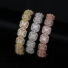 Hip Hop Tennis 13MM Zircon Cubique Bling Glacé Pain Chaîne Bracelets Bracelets Unisexe 1 Rangée CZ Lien Chaîne