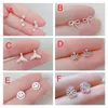 Mode 925 argent aiguille coréenne boucles d'oreilles femmes filles mignon nœud papillon sourire visage amour coeur argent boucle d'oreille en gros 10-12mm