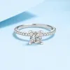 Olid 925 Sterling Silver 3EX Round Cut 1.0ct VVS1 D Real Moissanite Passed Test Diamond Rings for Women