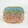 Bling Glitter Gradient Rainbow Полное алмазное покрытие Наушники Аксессуары Ударный защитный чехол с защитным корпусом Courcehain Clokchain для Apple Airpods 1 2 Pro