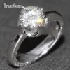 Transgems Klasik Katı 14 K 585 Beyaz Altın 1CT 6.5mm F Renk Moissanite Solitaire Kadınlar Için Nişan Alyans Hediye Y200620