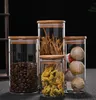 Glass Storage Tank Container Kitchen borosilicate Grain Organizer Jar With Bamboo Lid Sealed Containers tea canister GGA3790