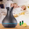 Smart WiFi Essential Oil Diffuser Compatible med Alexa Google Home App Control 400 ml Dark Wood Grain AROM HUMIDIFIER Y200416